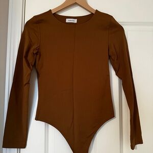 Babaton Tan Long Sleeve Bodysuit